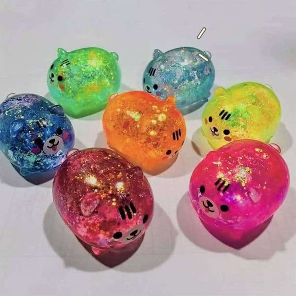 Kawaii Cartoon Dog Squishies Shiny Sequins Maltose Soft Stress Relief Hand Pinch Soothing Sensory Fidget Vent Toy Slow Rising 26L0527