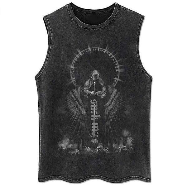 Y2K Tanks Tops for Men Women 100 Cotton Vintage Black Mens Clothing Hip Hop Punk Rock Sveless Tshirts Gothic Vests L260527