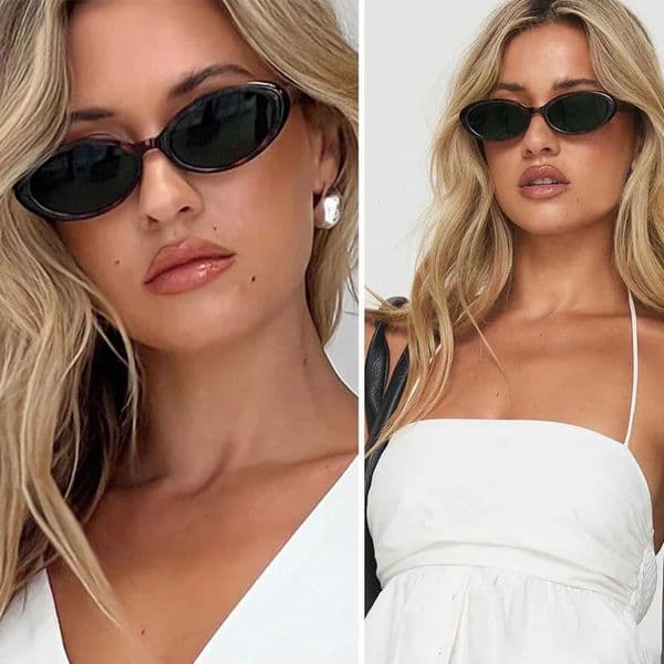 Retro Oval Sunglasses for Women Men Fashion Small Oval Sunglasses 90s Vintage Shades 2 Pieces a Lot H260527