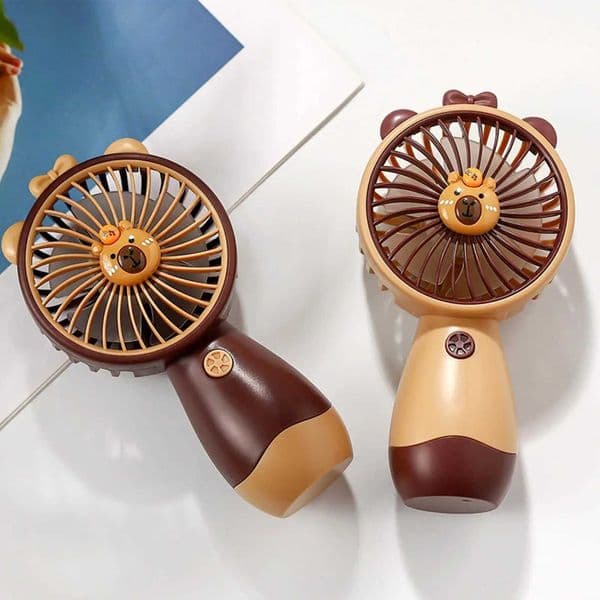 Kapibala Handheld Fan Cute Cartoon Handheld Fan USB Rechargeable Portable Fan Convenient Handheld Cooling CompanionR260527