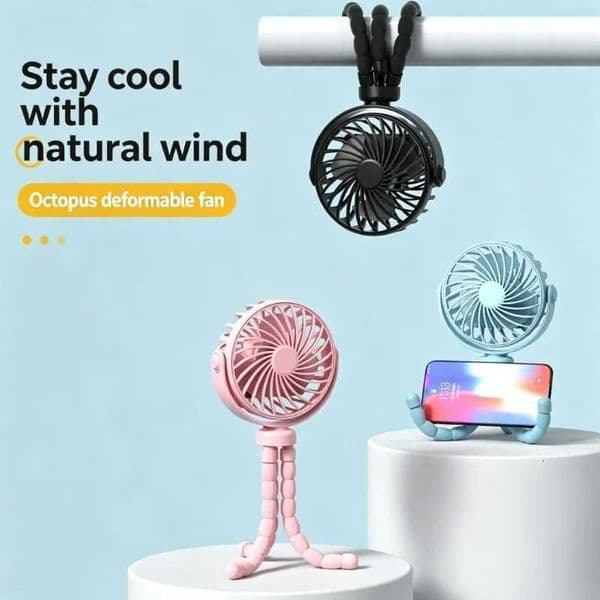 Octopus Fan Baby Stroller Mini Fan Portable Desktop Rechargeable Foldable Silent Handheld Small FanR260527