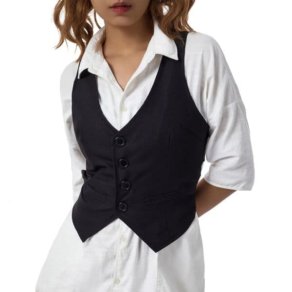 Womens Sleeveless Vneck Singlebreasted Solid Color Casual Slimfitting Soft Simple Comfortable Suit Vest 260527