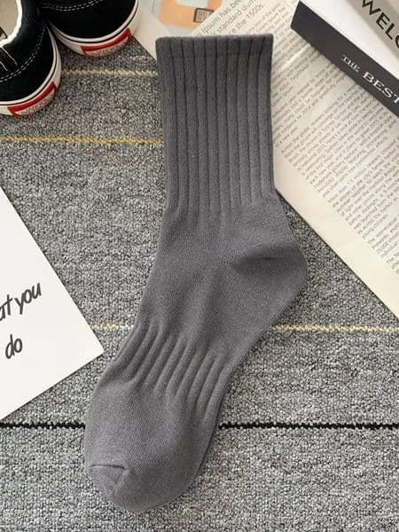 5 Pairs Mens High Rubber Band Waist Couple Mid Tube Sports Solid Socks SpringSummer Four Seasons 260527