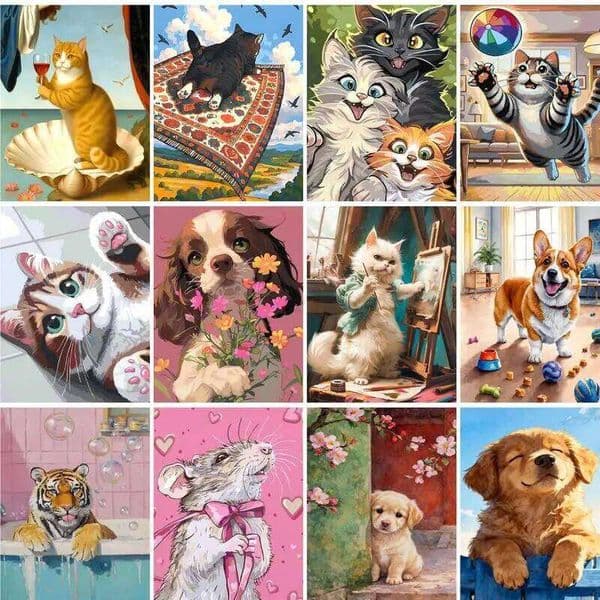 GATYZTORY Dog By Numbers Unique Gift Diy Crafts Animal for Kits Art Supplies Canvas Painting W260527