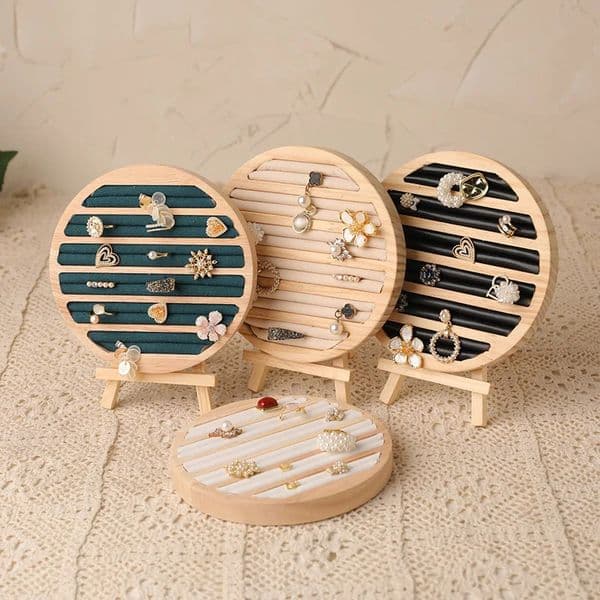 Wood Round Shape Jewelry Tray Ring Earrings Bracelet Display Plate Jewellery Storage Stand Counter Props 260527