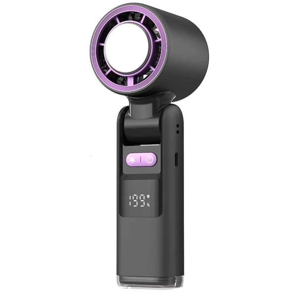 HOMEFISH New Portable Semiconductor Cool Air Ice Pack Handheld Fan with Large Wind Force and Digital Display Leafless TurboR260527