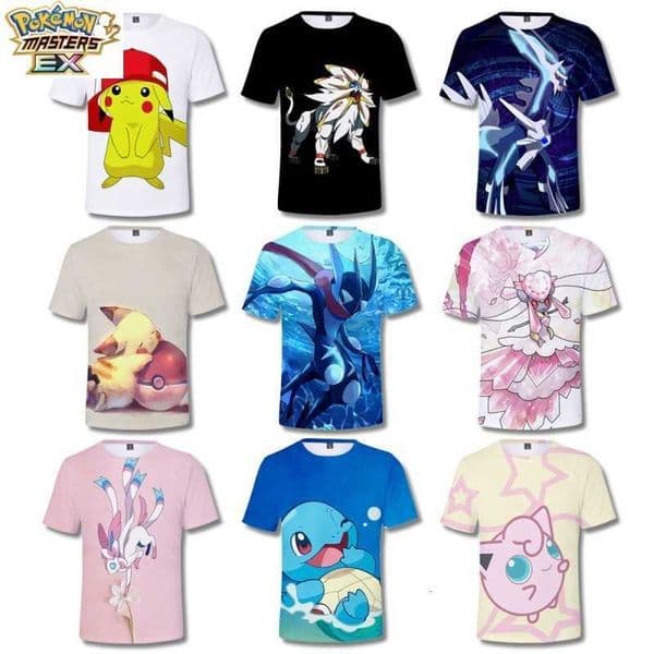 Cartoon Pokmon T-shirt with anime print suitable for adults children and students summer short-sleeve top L260527NC8Q