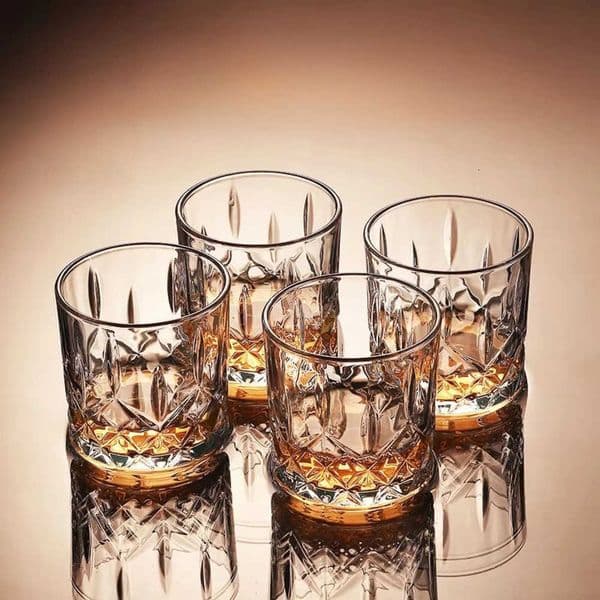 4pcs Set Diamond Pattern Whiskey Glass Cup Household Glass Cup High Aesthetic Value g High-end Foreign Wine Cup Glassware Set 250322Y260527