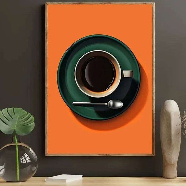 Chic Espresso Canvas Prints Bold Mid-century Bauhaus Wall Art Poster for Modern Living Room Dormitory Kitchen Home Decor W260527