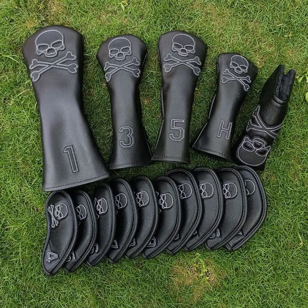 Golf Accessory Headcover Skull Driver Fairway Hybird Wood Head Cover Set PU Leather Waterproof Soft Durable Golf cover Woods Football
