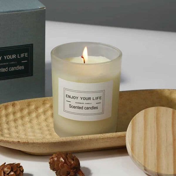 7x84cm Wooden Lid Frosted Cup Soy Wax Fresh And Elegant Scented Candle Wedding Gift Smokeless Scented CandleJ260527