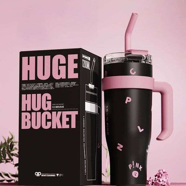 New Tumbler with Handle and Lid Vacuum Insulated Water Bottle Straw Cover Silicone Boot Leak-proof Travel Coffee Cup 40Oz 26L0527