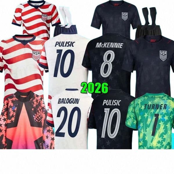2025-2026 USA Soccer Jersey PULISIC SMITH MORGAN BALOGUN MUSAH McKENNIE ADAMS Home Away Football Shirts Men Women Kids Player Version Kit U8bC#