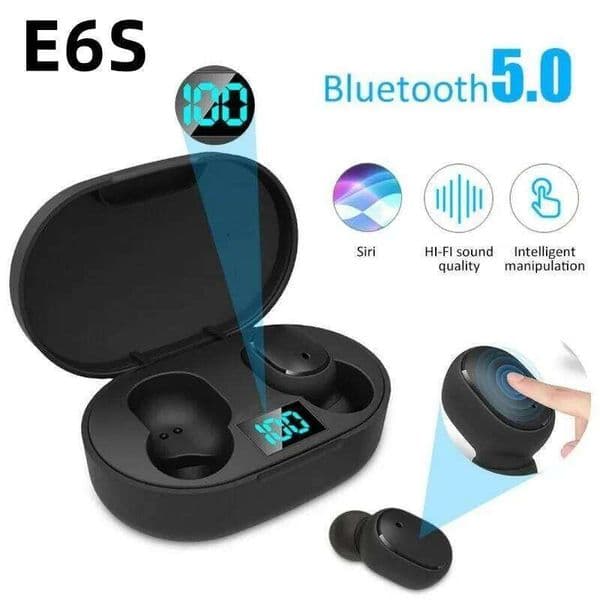 TWS E6S Wireless BT Earphones By Mic LED Display Stereo Noise Cancelling Headset With Charging Cable For All Smartphone 26Y0527