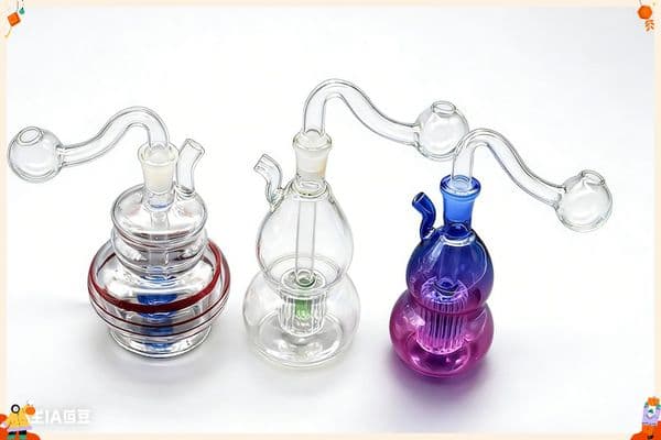 Portable Rainbow Colorful Mini Glass Bubbler Pipe Oil Burner Bottle Gourd Shape Mini Water bongs Pipes for smoking with Silicone straw hose and banger bowl