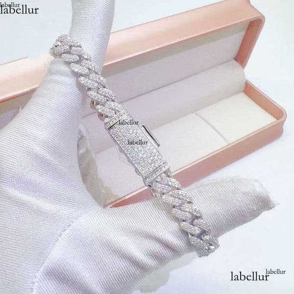 Chains 8mm 18-24inch Sterling Sier VVS Moissanite Cuban Chain Necklace 7/8/9inch Bracelet For Women/Men Nice Gift 56