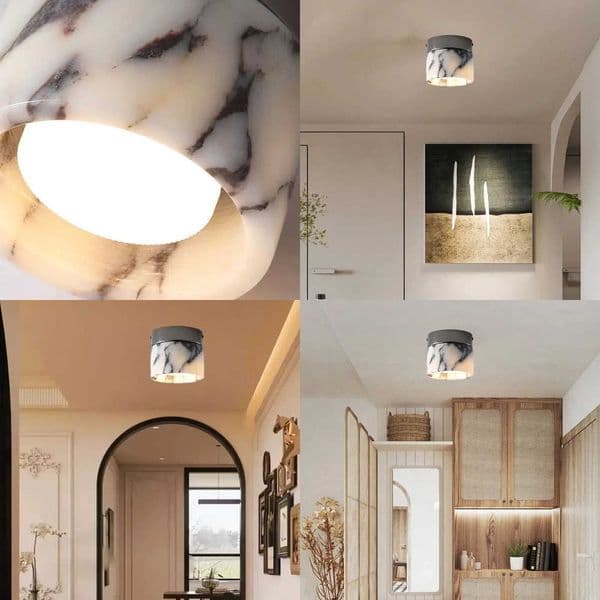 Nordic Lamp Marble Cylinder Natural Stone LED Ceiling Lamp Small Sconce Bedroom Home Decor Parlor Aisle Lighting Fixtures Metal W260527