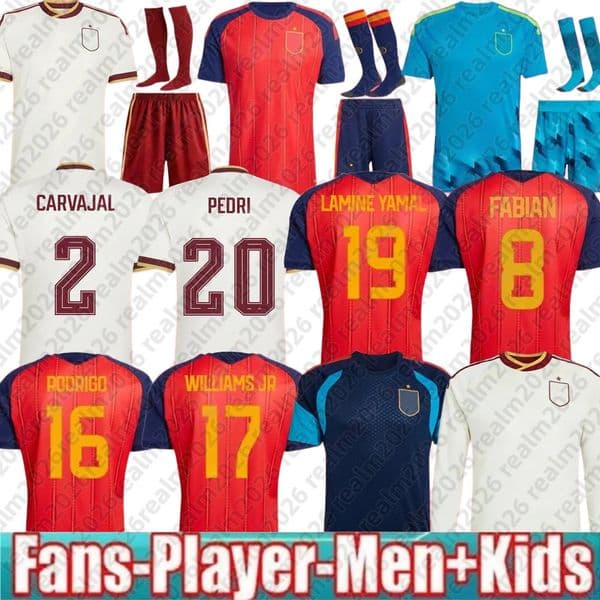 2026 World Cup Kit Spain Jersey Kids LAMINE YAMAL Soccer Jerseys PEDRI Carvajal Football Shirts WILLIAMS JR MERINO RODRIGO OLMO OYARZABAL camiseta espana mundial