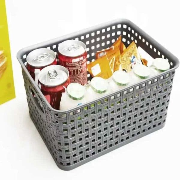 A Top Quty 1Pcs Hollowed out Side Woven Plastic Storage Box Simple Organizer Basket for Home Kitchen Sundry GoodsJ260527