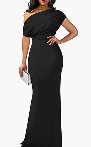 Casual Dresses Slash Neck Slim Fit High-Waistline Party Floor-Length Dresses