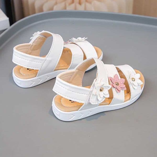 Little Girls Summer Casual Sandal Three Flower Detail New Kids Roman Beach Shoes Stylish Beach Experience for Children AdventureT260527