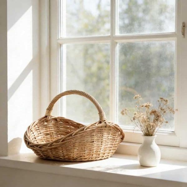 Multi-Functional Handwoven Rattan Storage Basket Shelf Baskets Toy Storage Indoor/Outdoor Organizer for Flowers CropsJ260527
