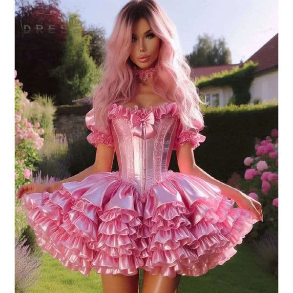 Puffy Prom Dresses Corset Ruffles Tiered Mini Ball Gown Cocktail Party Off Shoulder Short Sleeves Hoemcoming Dress