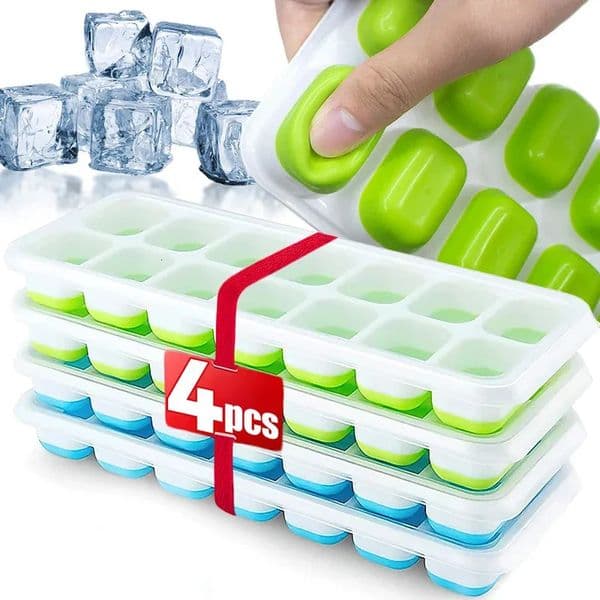 Ice Cube Tray Mold with Lid Silicone Square 14 Easy Release Molds Summer Kitchen Bar DIY Iced Cocktail Freeze Tool 260527