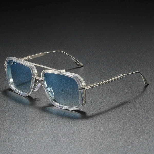 Large Square Sunglasses Men Steampunk Style Metal Pilot Sun Glasses Luxury Designer Brand Eyewear Fashion Shades Double Beam H260527