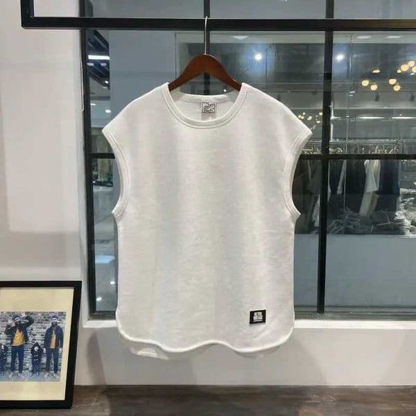American retro sveless T-shirt men loose and fashionable loose and versatile solid color vest top L260527
