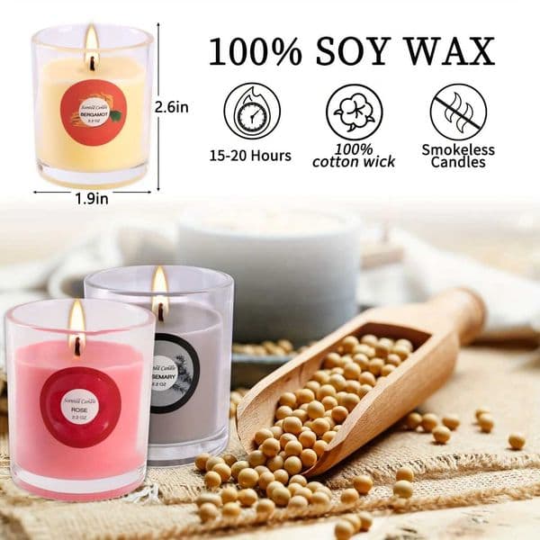 20 Pack Strong Scented Soy Wax Candles in Jars - 10 Aras Lavender Vanilla with Decorative Dried Flower LabelJ260527