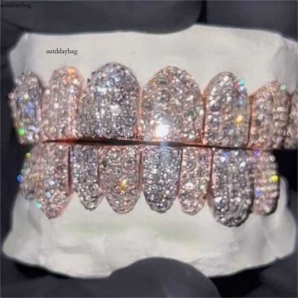 Hiphop Jewelry Dia For Teeth Sterg Sier Iced Out Custom Bust Down Moissanite Grillz