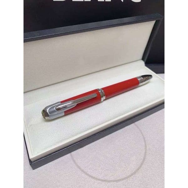 Designer M Famous Celebrity Series Enzo Signature Pen, Red Resin Body, Six-Pointed Star Luxury Office Writing Rollerball Pen Ballpoint Fountain Pens High-Quality