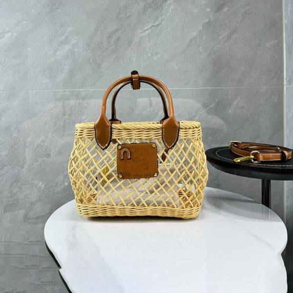 Luxury Designer Handbag Hollow Out Woven Vegetable Basket Handbag Women Versatile Casual Tote Bag Fashionable Crossbody Bucket Bag 260527