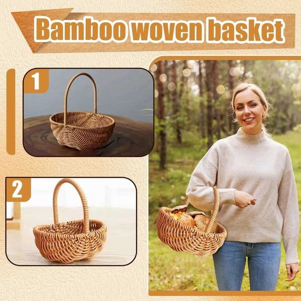 Handmade Willow Rattan Woven Basket er Multiuse Home Storage Container With Handle Flower Basket Picnic ContainerJ260527