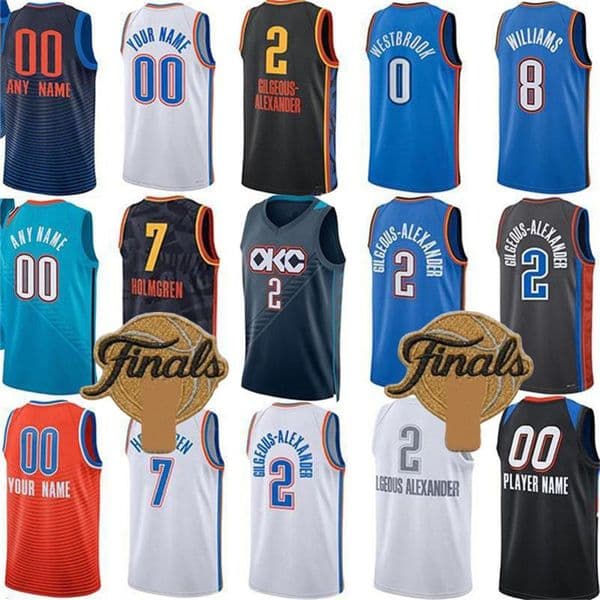 Finals Shai Gilgeous Alexander OKC Thunders Basketball Jersey Jared McCain Chet Holmgren Jaylin Williams Caruso Luguentz Dort Russell Westbrook Jerseys