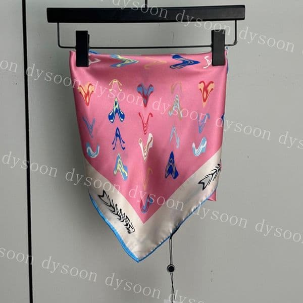 Pink Print Silk Square Scarf with Blue Trim Size 90x90cm Elegant Strapless Evening Top Party Blouse Bandeau Top 33587