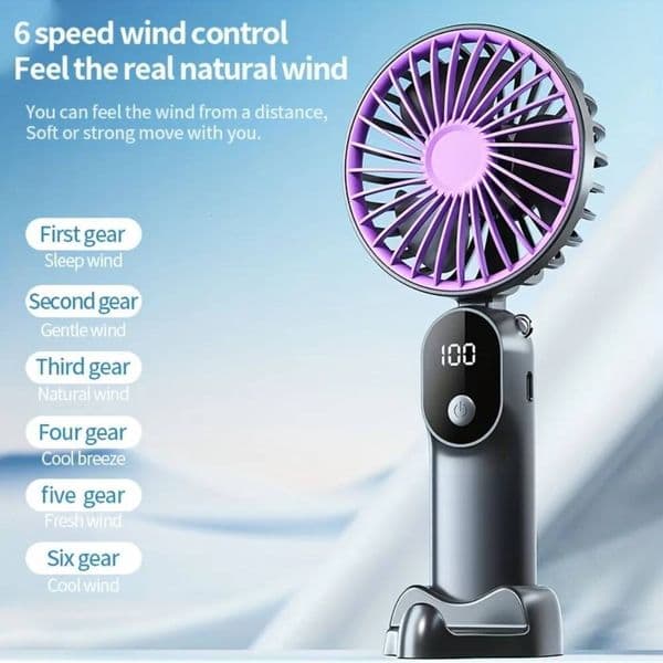1pc New Models for 2026 Portable USB with Digital Display - Foldable 3-in-1 Handheld, Neck, and Desktop Mini Fan ddmynov