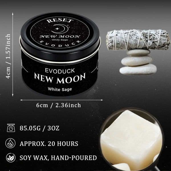 1pc EVODUCK new moon Scented Candles 3oz Law of Attraction Manifestation Energy Boo White Sage Christmas Scented CandleJ260527