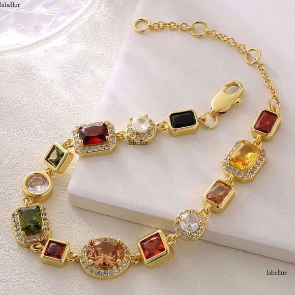 US Warehouse 10mm Colorful Chain Gold Plated Multicolor Straight Pull moissanite Jewelry Bracelet for Men and Women