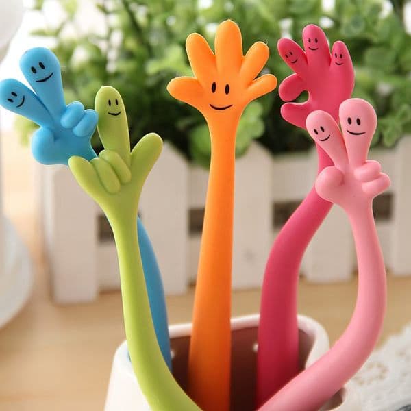 Creative Emoji Finger Cute Cartoon Study Stationery Medium Oil High-Quality Soft Rubber Bendable Ballpoint Pen