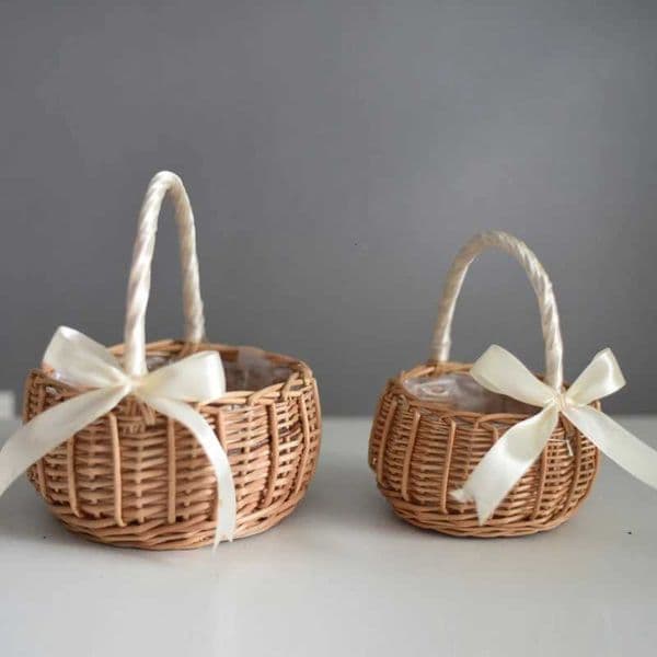 Woven Flower Basket Rattan Storage Basket Flower Girl Hand Basket Handmade Flower Basket For Home Wedding DecorJ260527