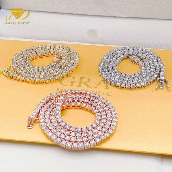 Gold Plated Sterling Sier China 3mm 4mm 5mm Bracelet Necklace Jewelry Silicon Stone Tennis Chain