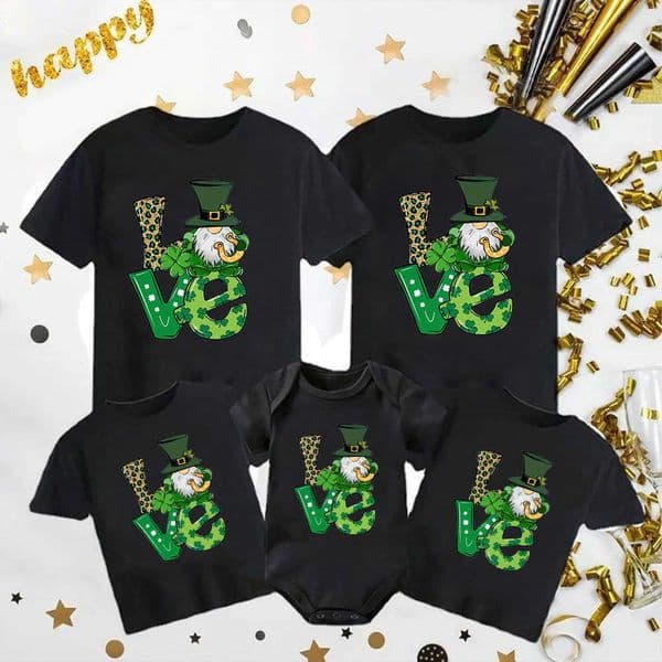 St Patricks Day pure cotton family matching outfits short-sleeved solid color blank family wear L260527S6HS