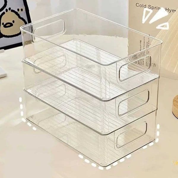 Bin Clear Stackable Fruit Food Jars Book Cosmetic Jewelry Storage Box Transparent Fridge Storage Bin ContainersJ260527