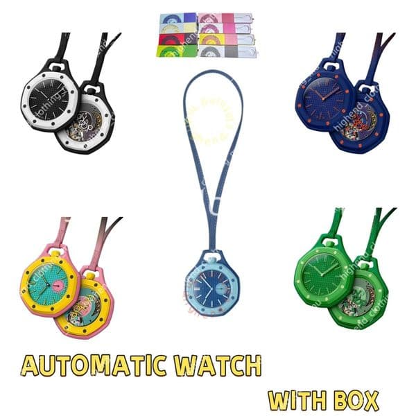 2026 10A Royal ST POP Pocket Watch Moon Watches Designer Audemarly Pigut Watch Apwatches Automatic Ceramic Dial 8 Color Leather Lanyard Watch Men Women Watch Gift 695