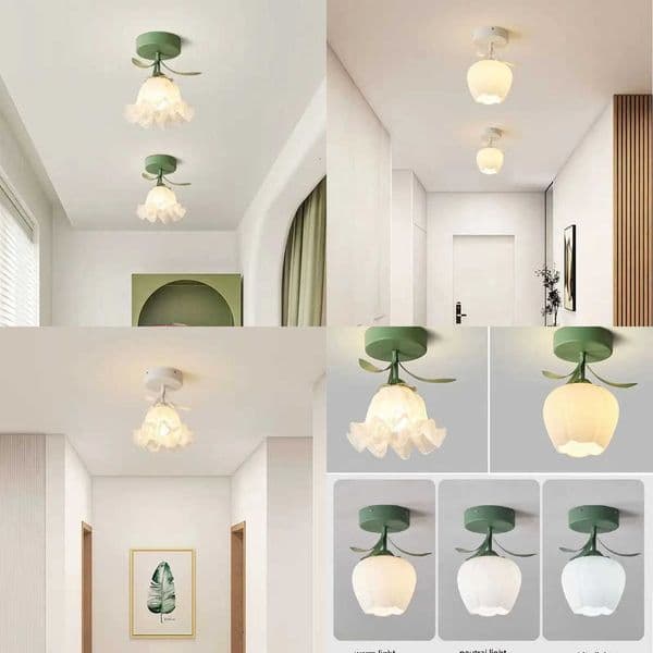 French Style Minimalist Modern Flower Ceiling Light Balcony Foyer Dressing Room Balcony Indoor Decoration W260527