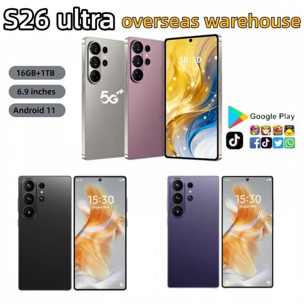 S25 S26 Ultra smartphone 5G 16GB+1TBunlock 6.9-inch dual card HD+Android operating system mobile face recognition camera US warehouse supports customization