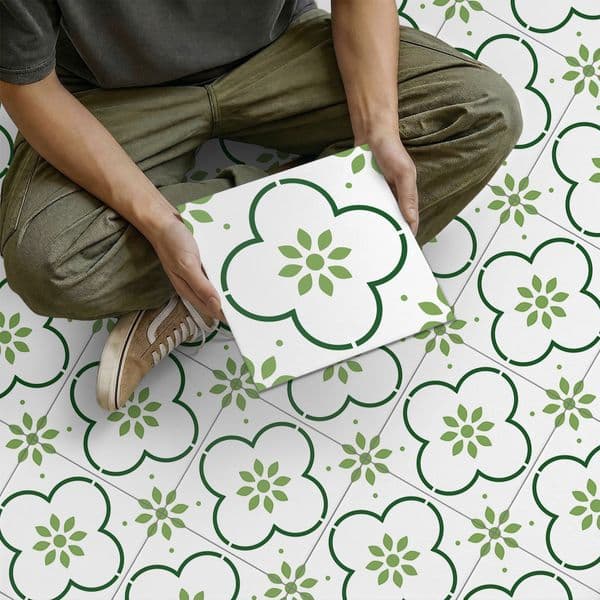 Non Slippery Geometry Floral Floor Tile Sticker Peel Stick Waterproof Backsplash for Kitchen Bedroom Bathroom Wall Design