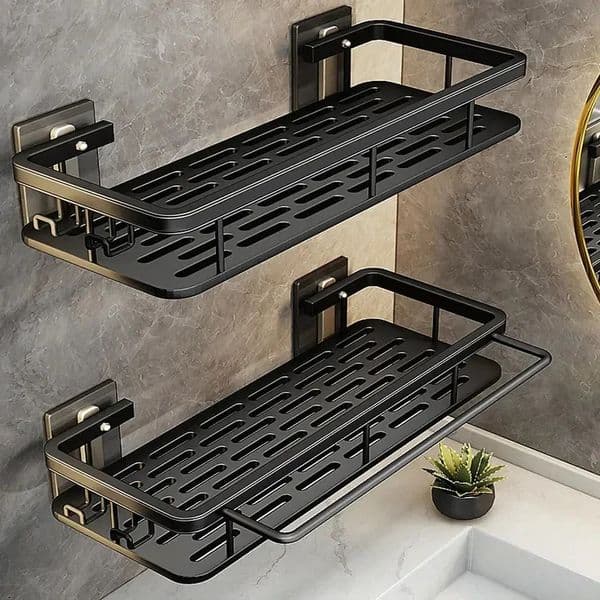 Bathroom Shelf Kitchen Storage Organizer Aluminum Alloy Shampoo Rack Shower Accessories No Drill Toilet Bath Shel 260527
